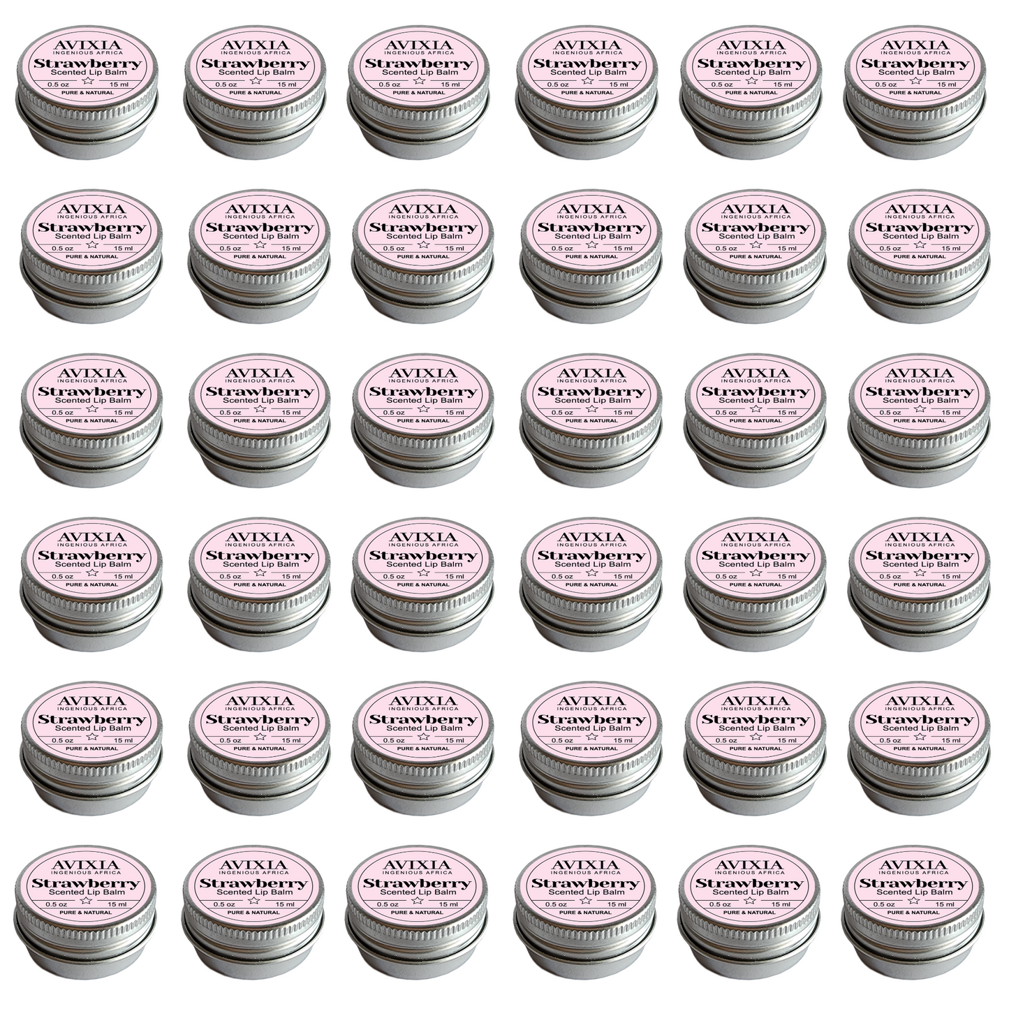 Agent Purchase: 36 Strawberry Lip Balms 15ml